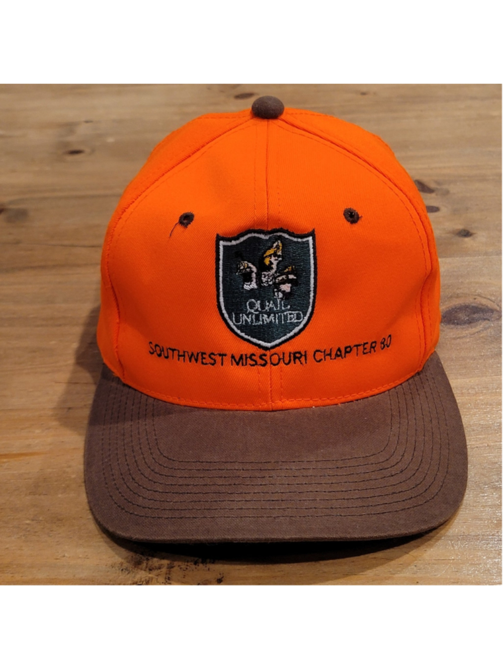 Vintage Quail Unlimited Hat Snapback Blaze Orange Hunting Bird Missouri Chapter